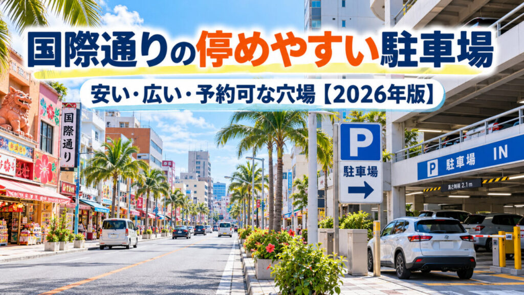 国際通り周辺の停めやすい駐車場を比較。料金・広さ・予約方法を紹介（AI生成イメージ）
