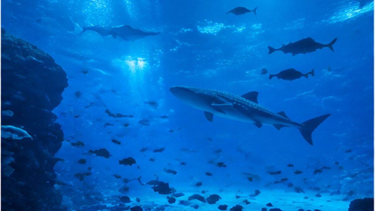 水族館をイメージした青い海中風景