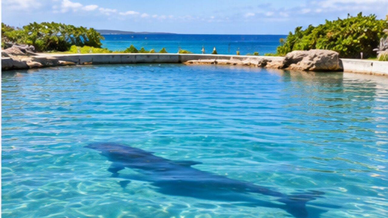 イルカをイメージした水辺の風景