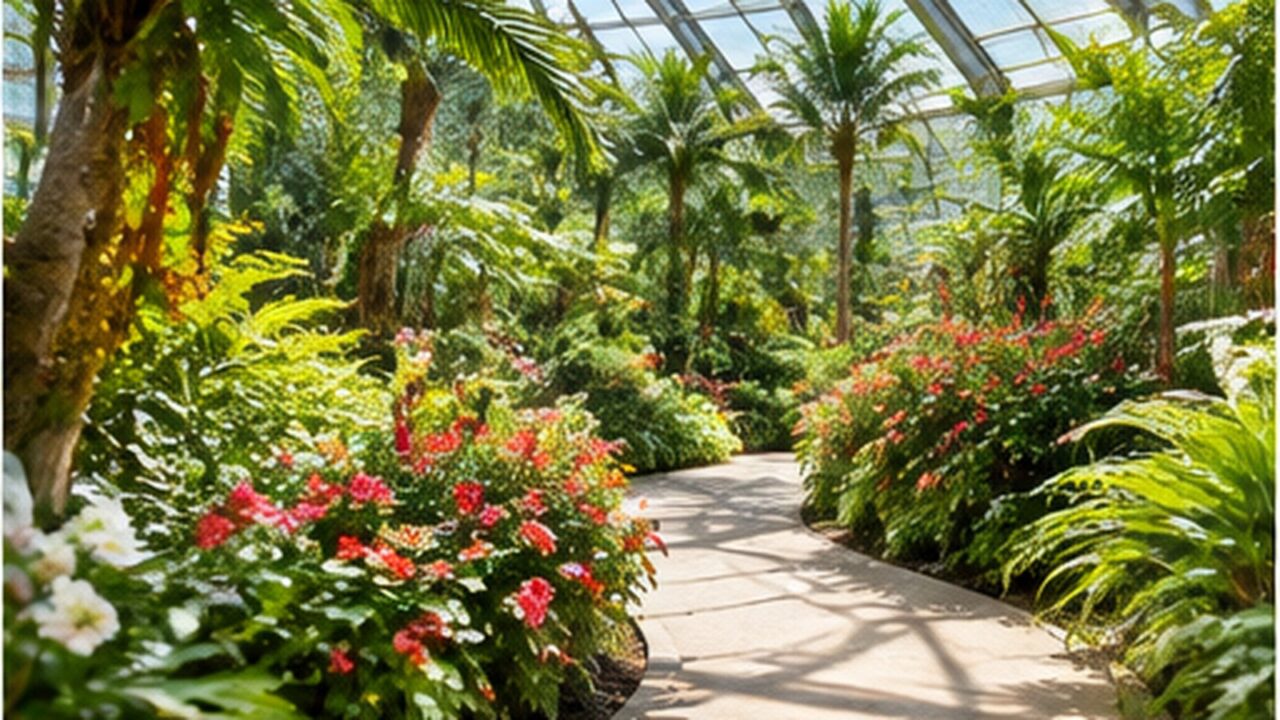 亜熱帯の温室植物園をイメージした風景
