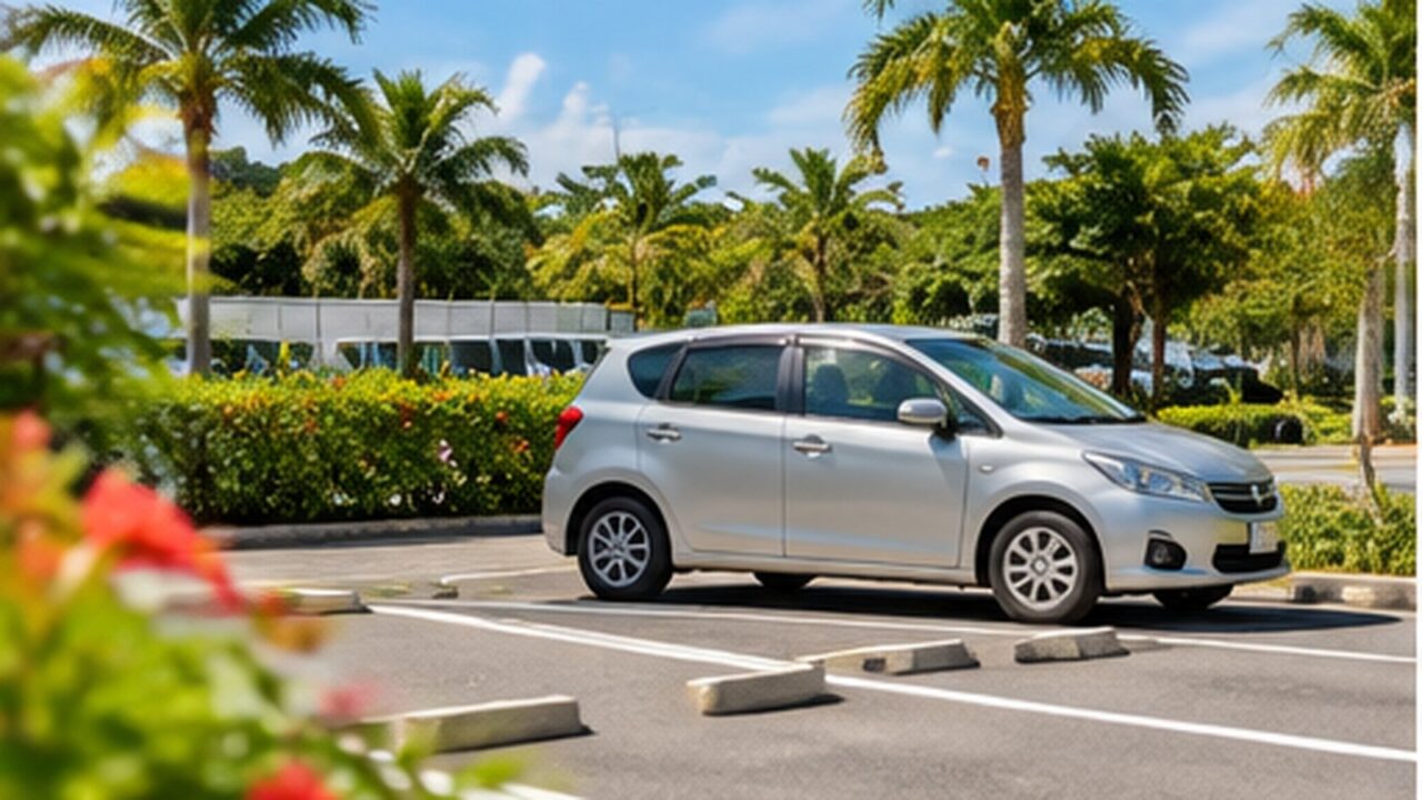 沖縄旅行でのレンタカー駐車場のイメージ
