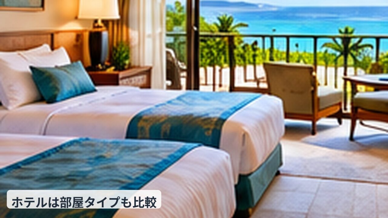 沖縄の海が見えるリゾートホテル客室のイメージ