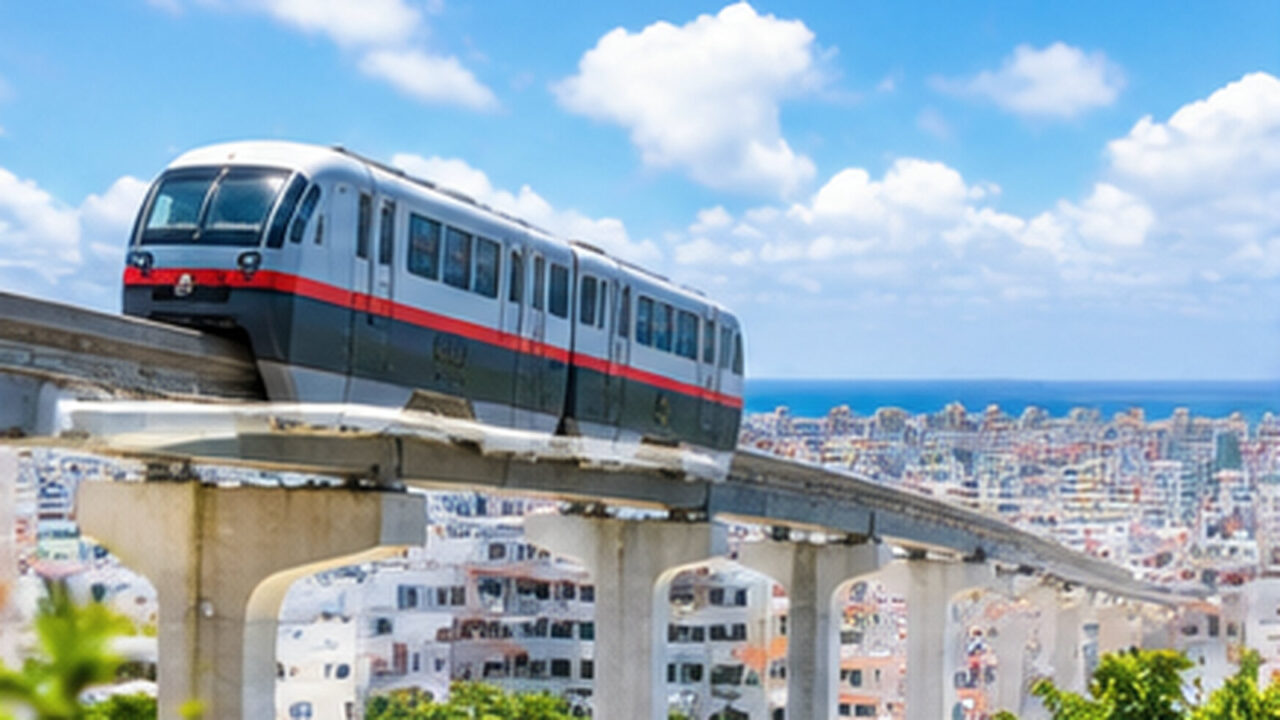沖縄都市モノレールをイメージしたAI生成画像